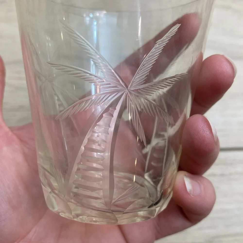 Antique Cut Glass‎ Palm Tree Cup